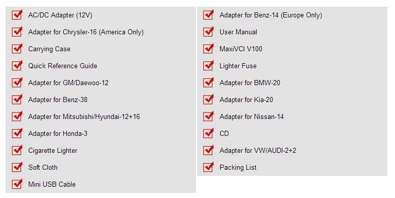 Autel MaxiSYS MS906BT Packing List